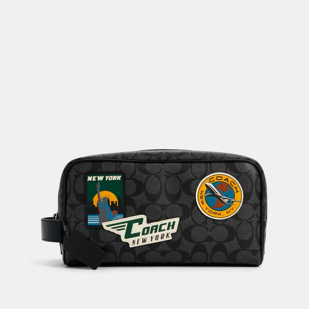 Coach Large Travel Kit In Signature Canvas With Travel Patches - Image 2