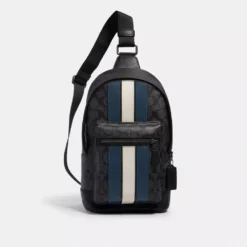 Coach West Pack In Signature Canvas With Varsity Stripe