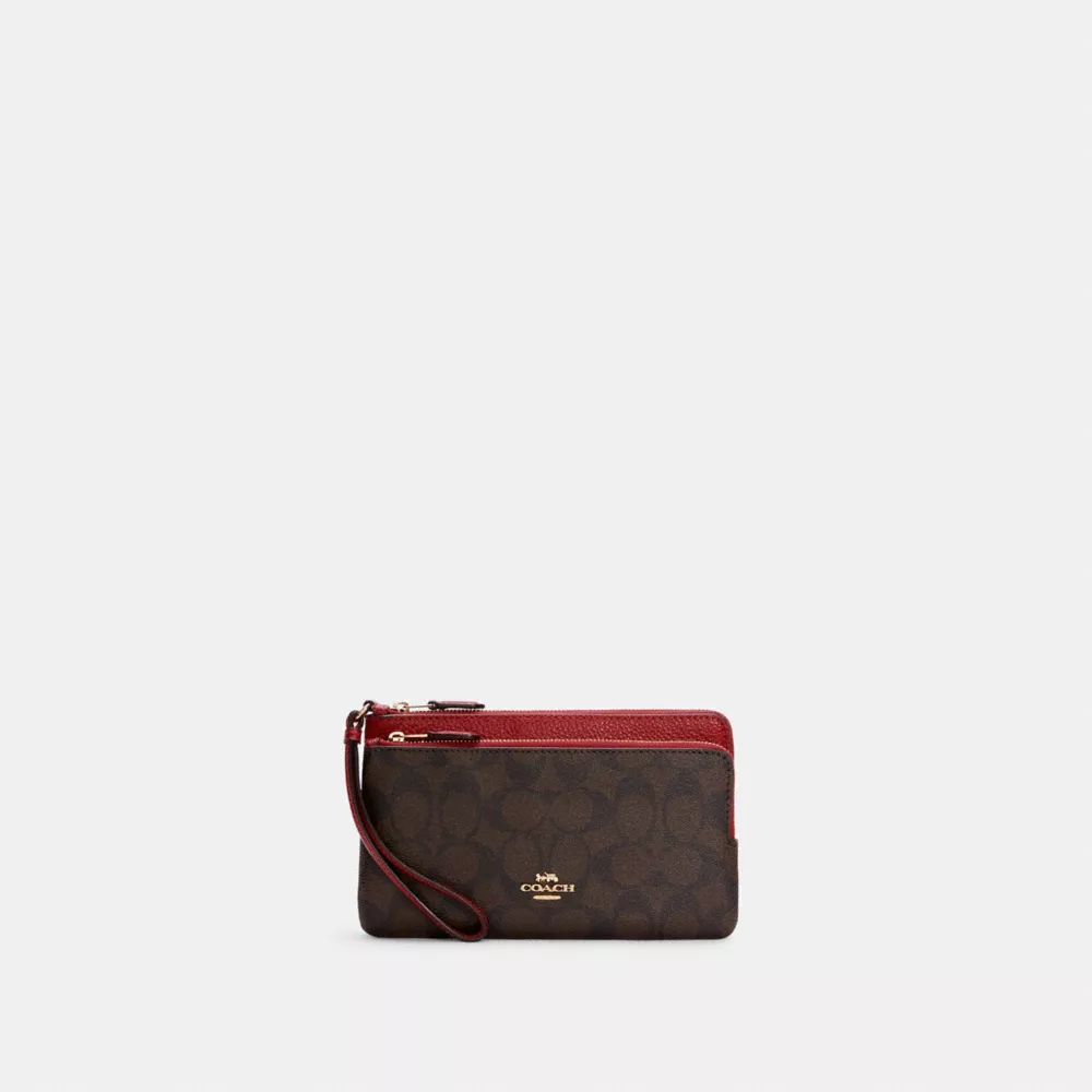 Coach Double Zip Wallet In Signature Canvas