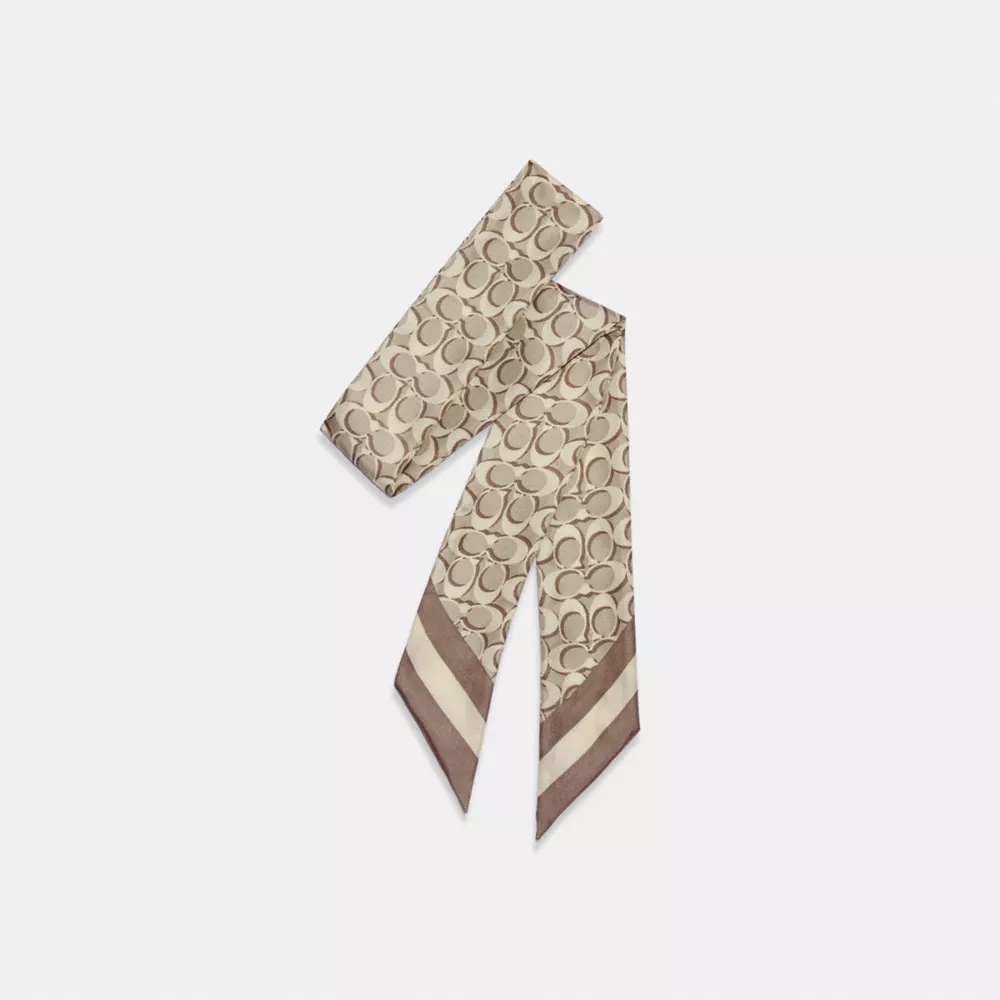 Coach Signature Print Silk Skinny Scarf - Image 3