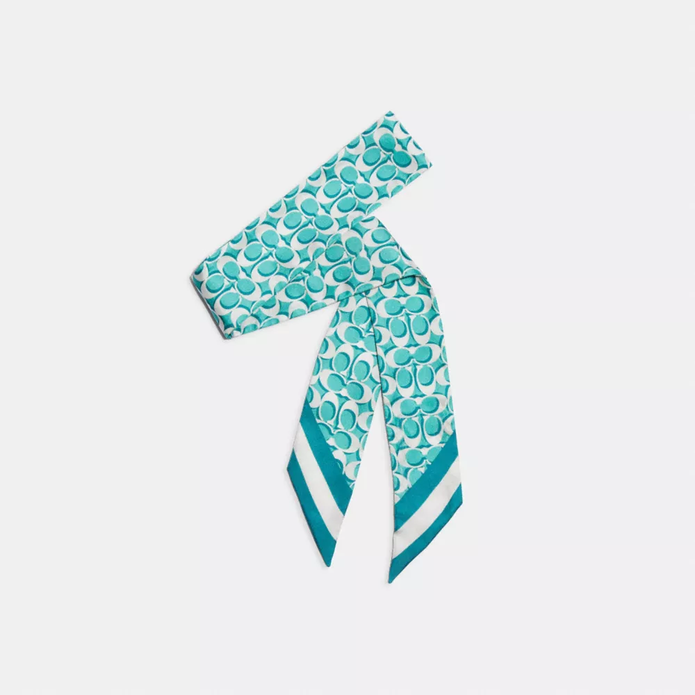 Coach Signature Print Silk Skinny Scarf - Image 5