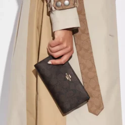 Coach Slim Zip Wallet In Signature Canvas