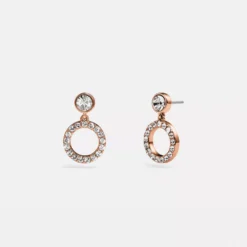 Coach Halo Pave Drop Stud Earrings