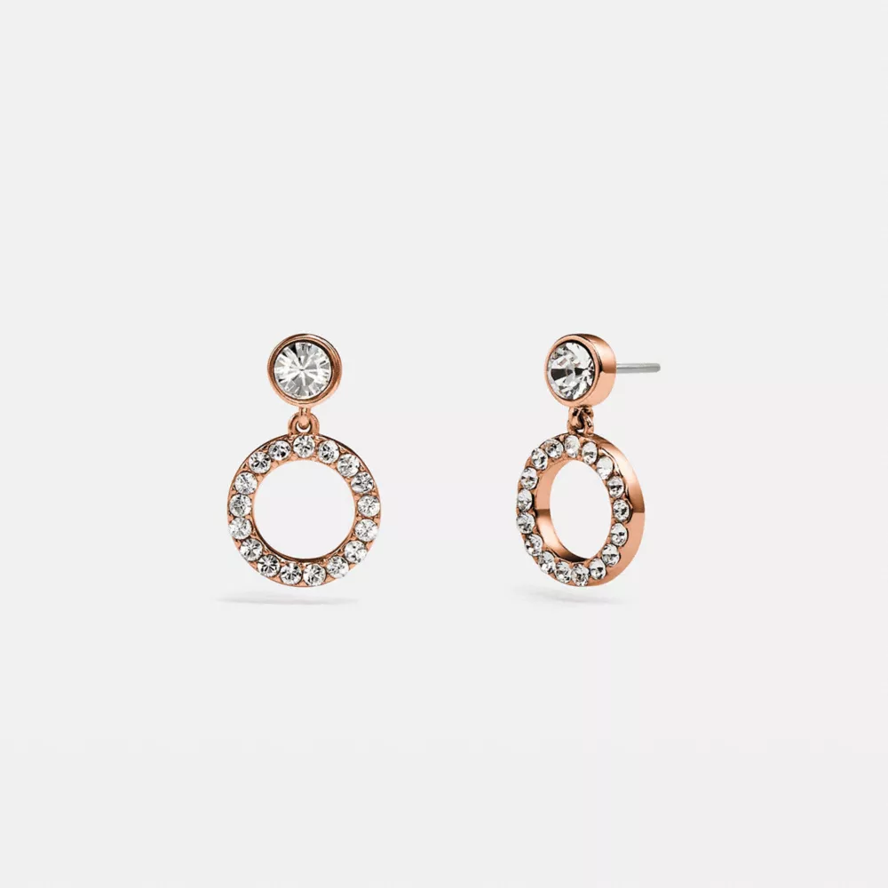 Coach Halo Pave Drop Stud Earrings