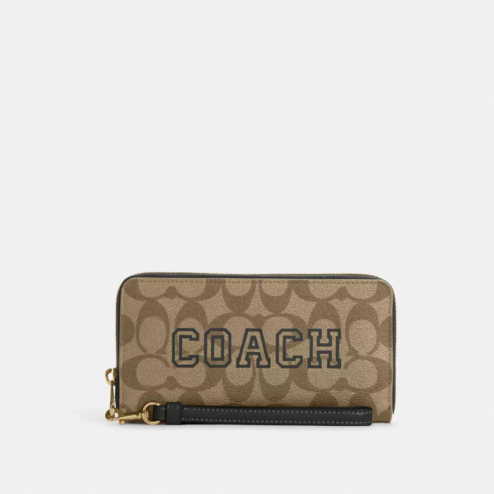 Coach Long Zip Around Wallet In Signature Canvas With Varsity Motif - Image 5