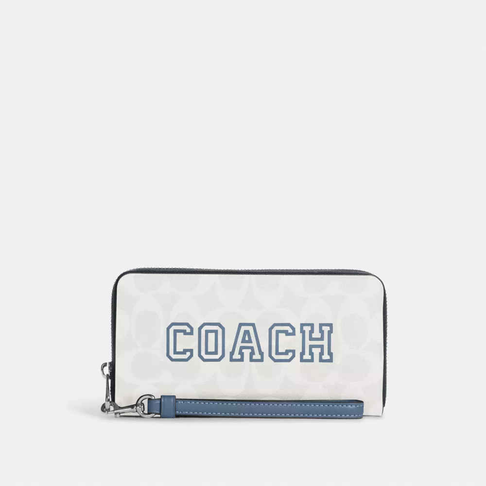 Coach Long Zip Around Wallet In Signature Canvas With Varsity Motif - Image 4