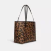 Coach City Tote With Leopard Print And Signature Canvas Interior