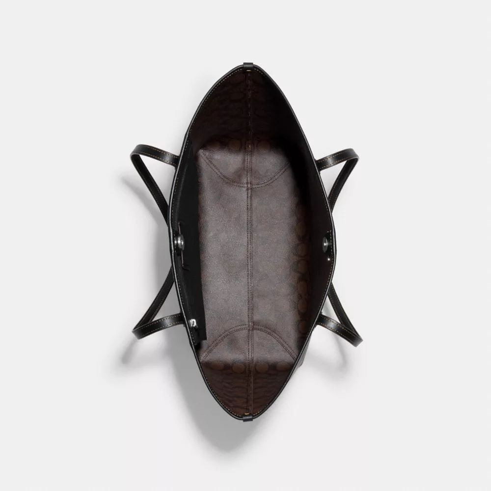 Coach City Tote With Leopard Print And Signature Canvas Interior - Image 5