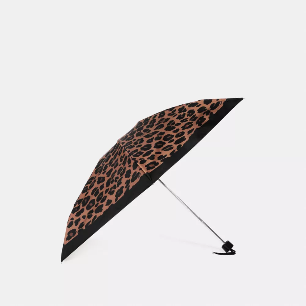 Coach Uv Protection Mini Umbrella In Leopard Print