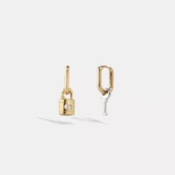 Coach Signature Padlock And Key Mismatch Earrings