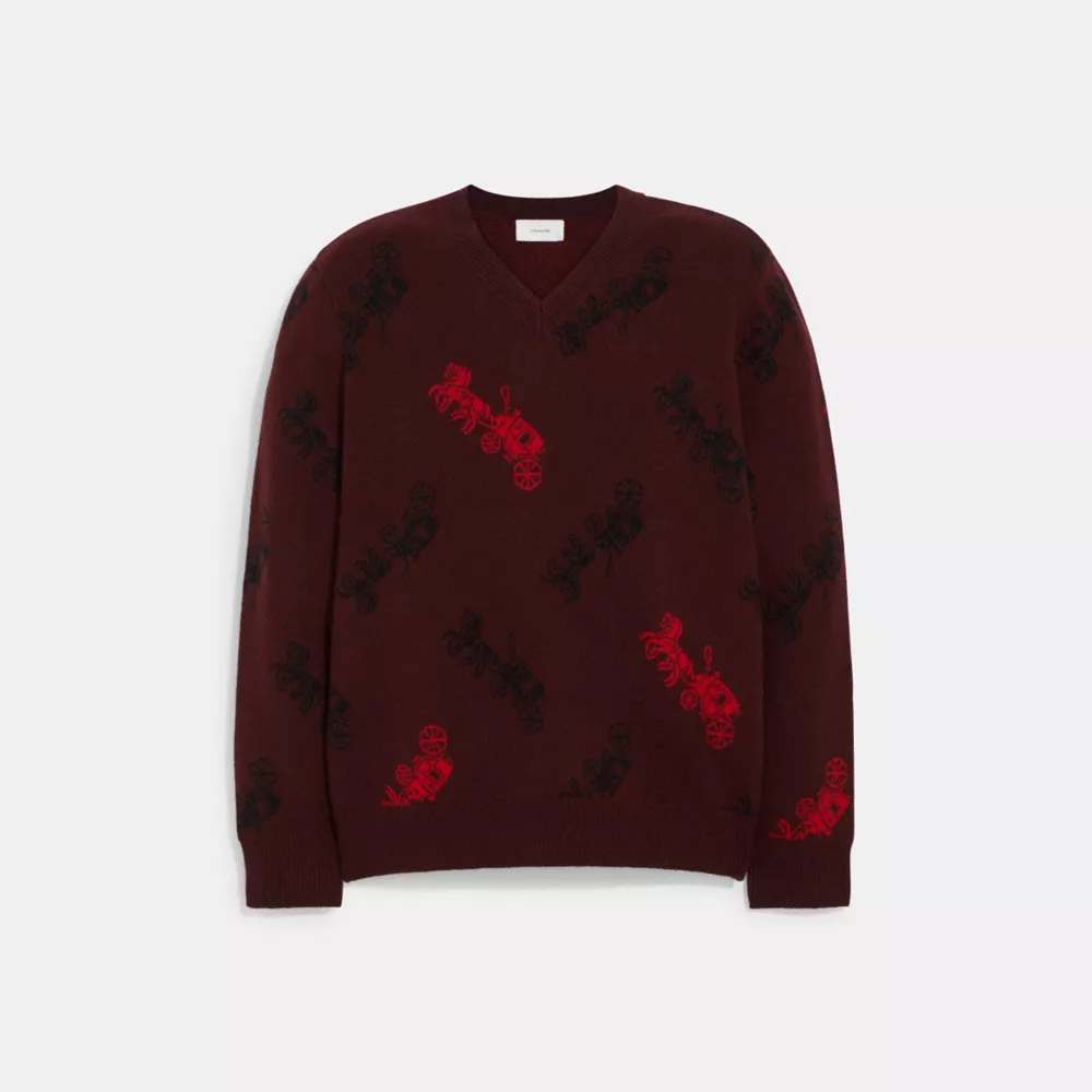 Coach Horse And Carriage V Neck Sweater - Image 5