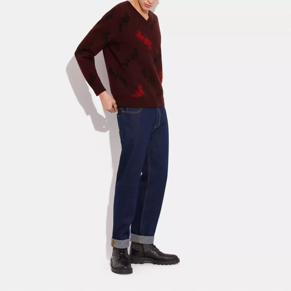 Coach Horse And Carriage V Neck Sweater - Image 4