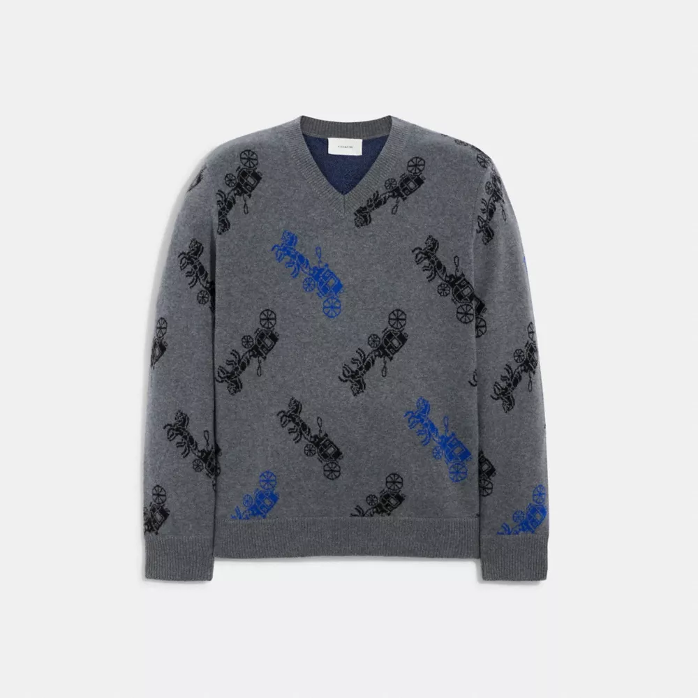 Coach Horse And Carriage V Neck Sweater