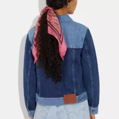 Stacked Coach Print Silk Diamond Scarf