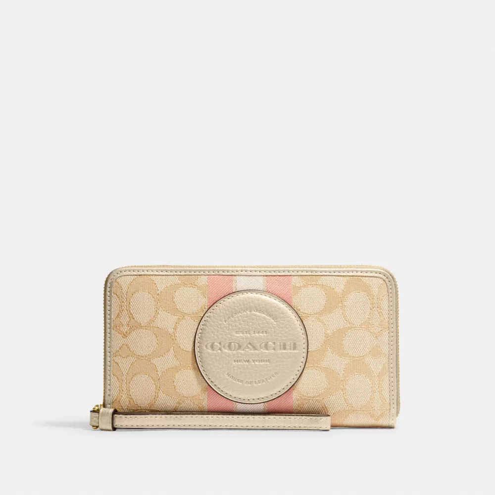 Dempsey Large Phone Wallet In Signature Jacquard With Stripe And Coach Patch - Image 3
