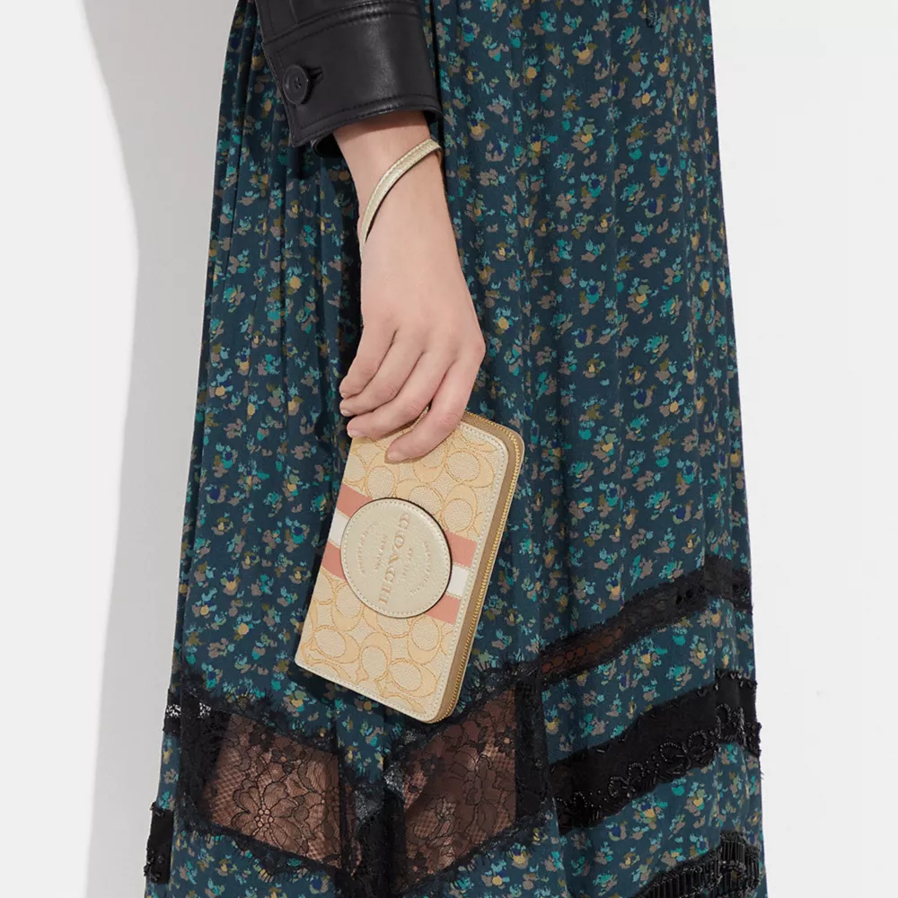 Dempsey Large Phone Wallet In Signature Jacquard With Stripe And Coach Patch - Image 2