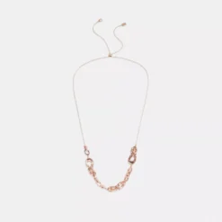 Coach Faceted Crystal Signature Link Slider Necklace