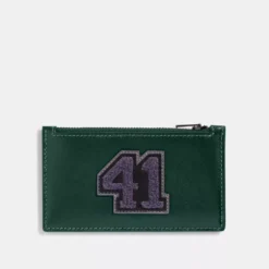 Coach Zip Card Case With Varsity Patch