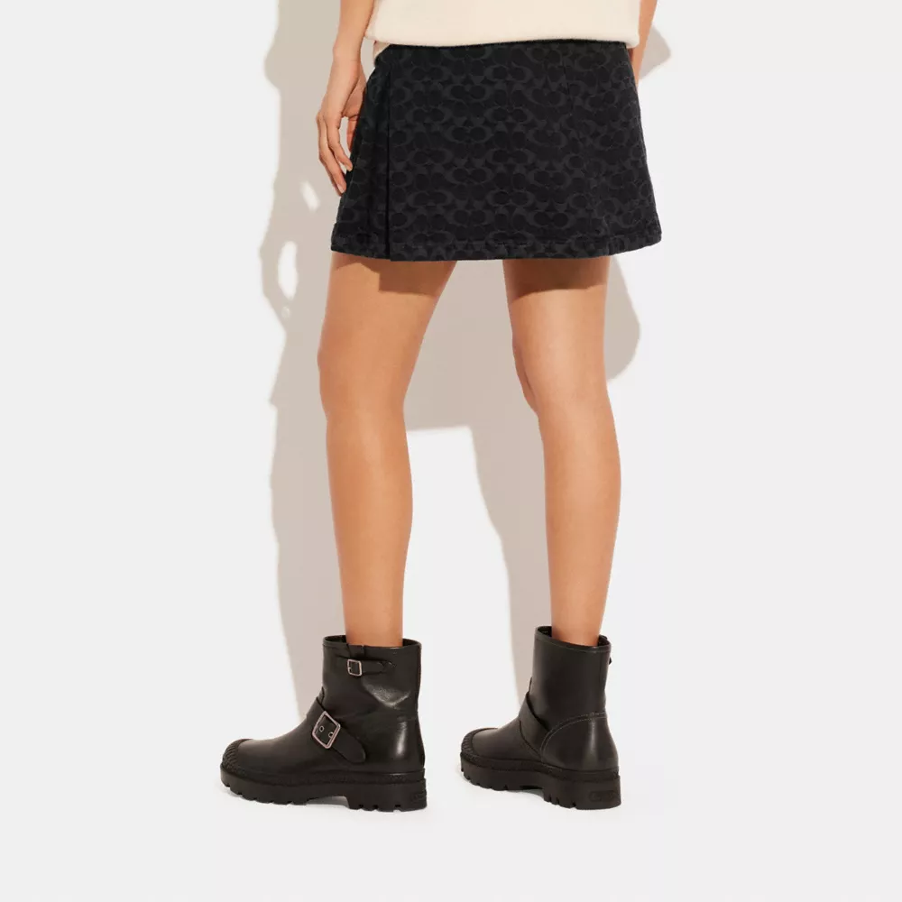 Coach Signature Jacquard Denim Skirt