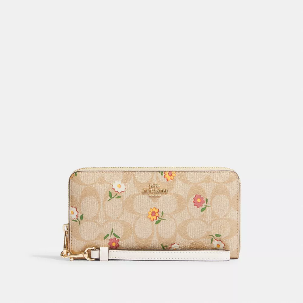 Coach Long Zip Around Wallet In Signature Canvas With Nostalgic Ditsy Print - Image 4
