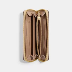 Coach Long Zip Around Wallet In Signature Canvas With Nostalgic Ditsy Print