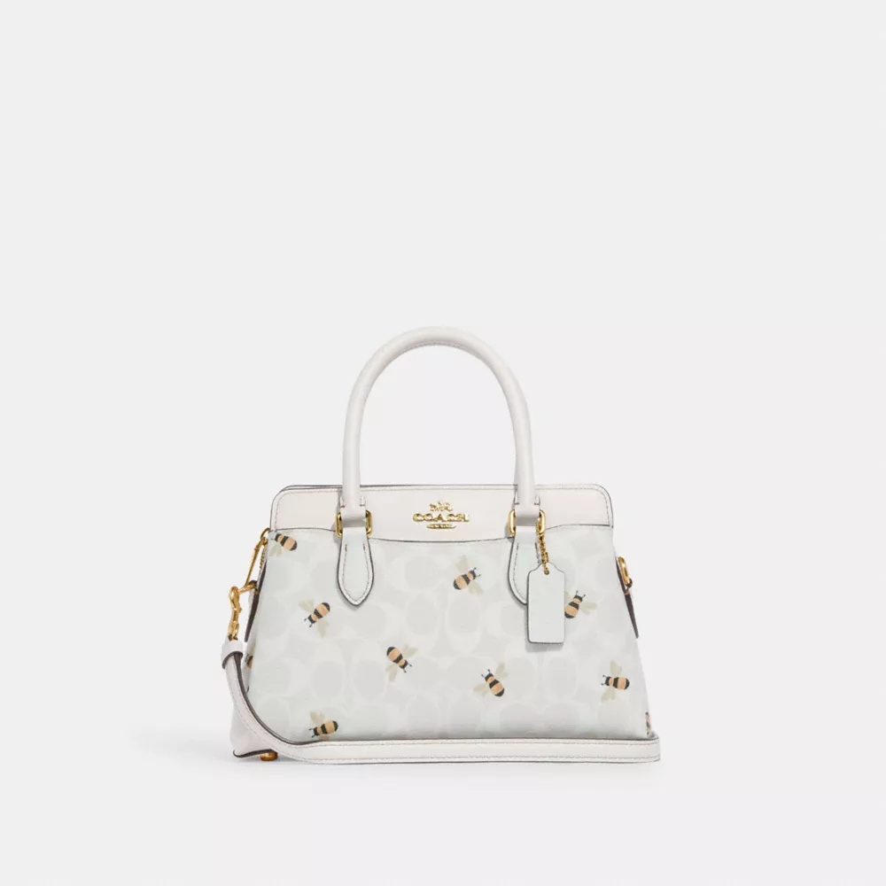 Coach Mini Darcie Carryall In Signature Canvas With Bee Print - Image 5