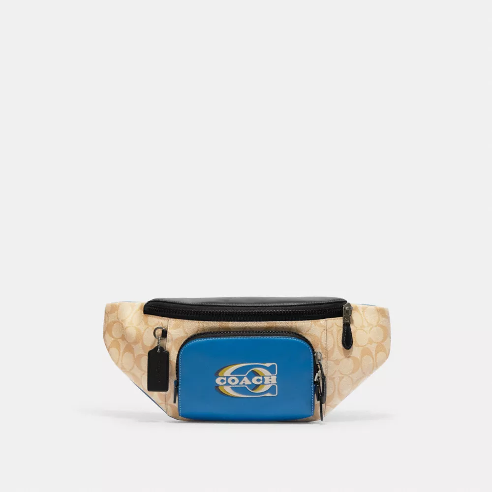 Track Belt Bag In Colorblock Signature Canvas With Coach Stamp - Image 4