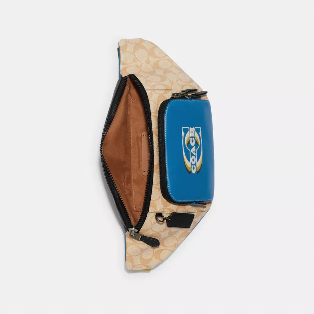Track Belt Bag In Colorblock Signature Canvas With Coach Stamp - Image 2
