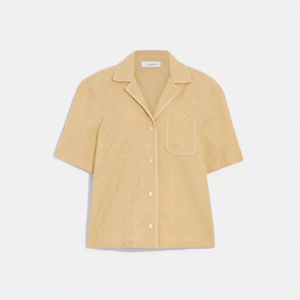 Coach Signature Jacquard Crochet Trim Set Button Down Shirt - Image 4
