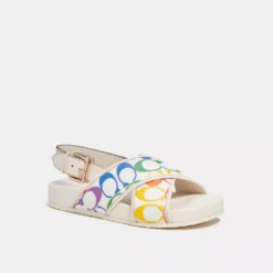 Coach Adora Sandal In Rainbow Signature Canvas