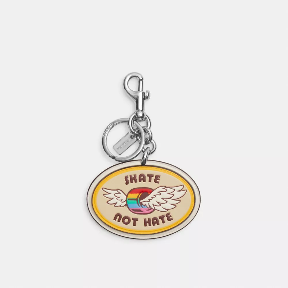 Coach Skate Not Hate Bag Charm In Rainbow Signature Canvas