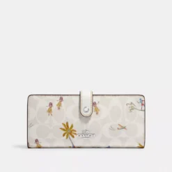 Coach Slim Wallet In Signature Canvas With Hula Print