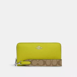 Coach Long Zip Around Wallet With Signature Canvas