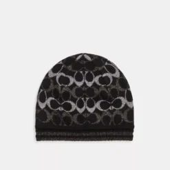 Coach Signature Metallic Knit Beanie
