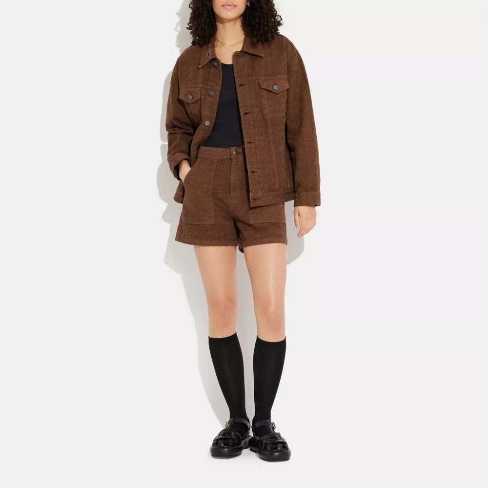 Coach Signature Jacquard Denim Shorts - Image 3