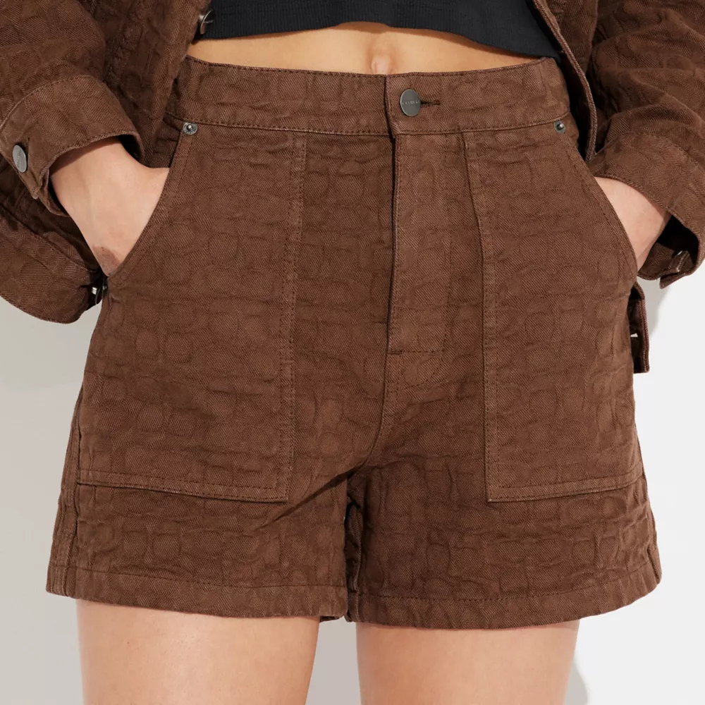 Coach Signature Jacquard Denim Shorts - Image 2
