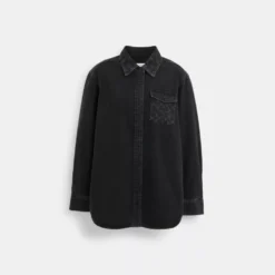 Coach Black Signature Denim Button Down