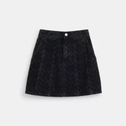 Coach Black Signature Denim Skirt