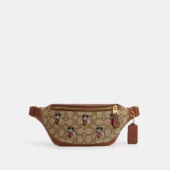 Disney X Coach Warren Mini Belt Bag In Signature Jacquard With Mickey Mouse Print