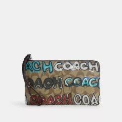 Coach X Mint + Serf Large Corner Zip Wristlet In Signature Canvas