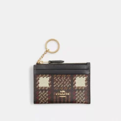 Coach Mini Skinny Id Case With Brushed Plaid Print