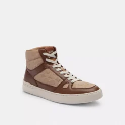 Coach Clip Court High Top Sneaker In Signature