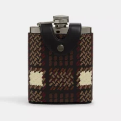 Coach Flask With Plaid Print
