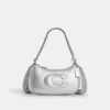 Coach Teri Shoulder Bag In Silver Metallic With Signature Quilting