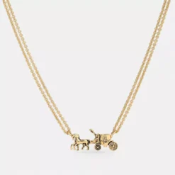 Coach Horse And Carriage Double Chain Necklace